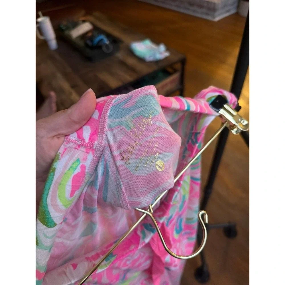 Pulitzer printed knit pajama pants colorful pink, green, and blue women's large